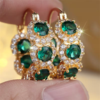 Emerald-Look Crown Earrings