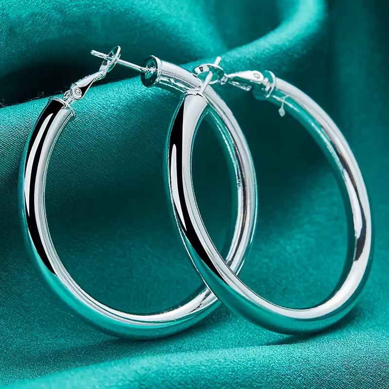 Silver-Tone Glow Hoop Earrings