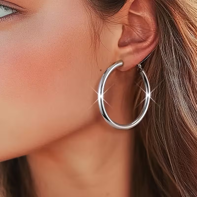 Silver-Tone Glow Hoop Earrings