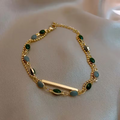 Dubbellaagse armband met groene edelsteen