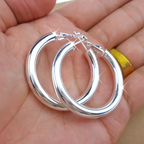 Silver-Tone Glow Hoop Earrings