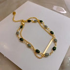 Dubbellaagse armband met groene edelsteen