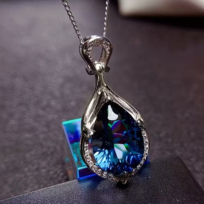 Middernachtketting met druppel in saffierlook