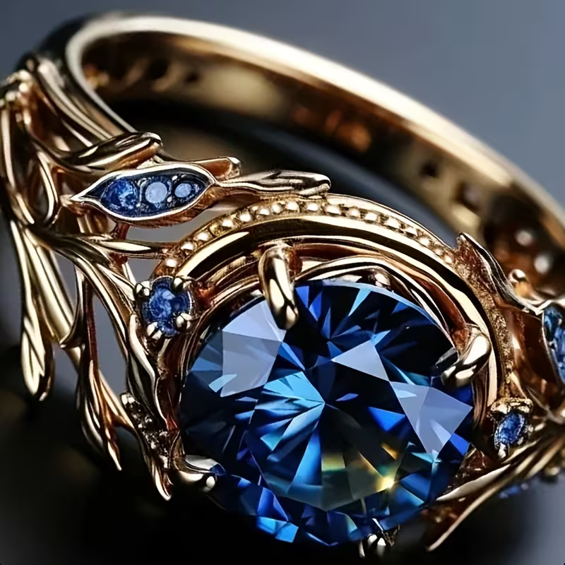 Sapphire-Look Flame Ring