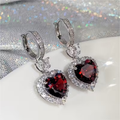 Ruby-Look Heart Halo Earrings