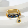 Sapphire-Look Charm Ring