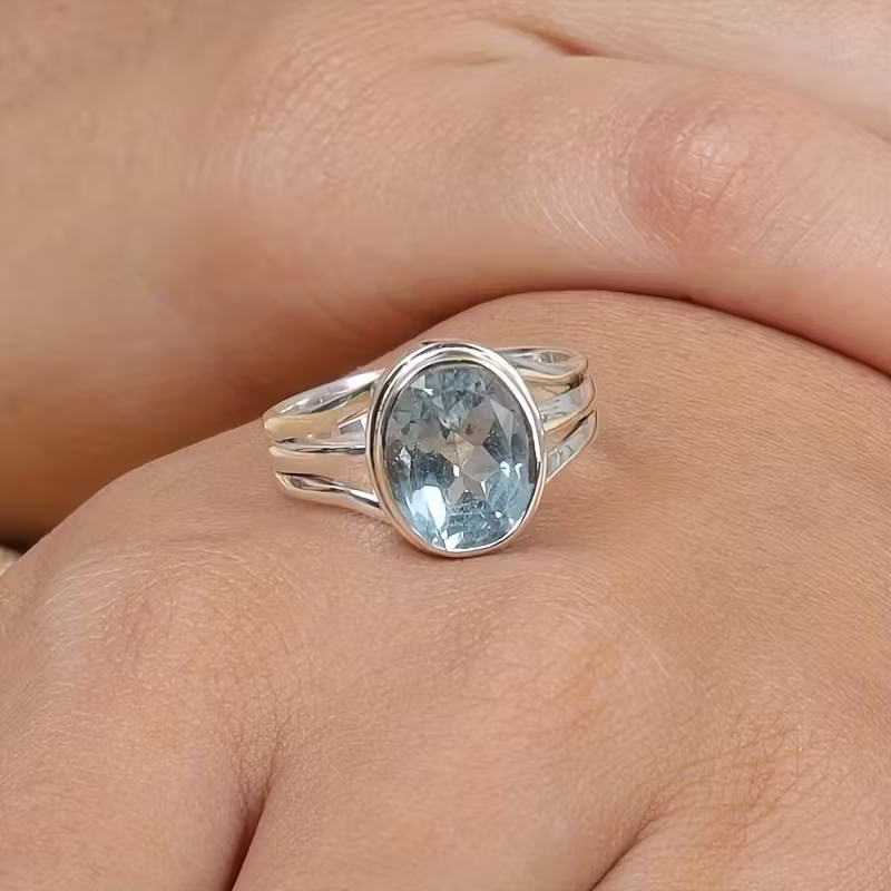Aqua Crystal Boho Ring
