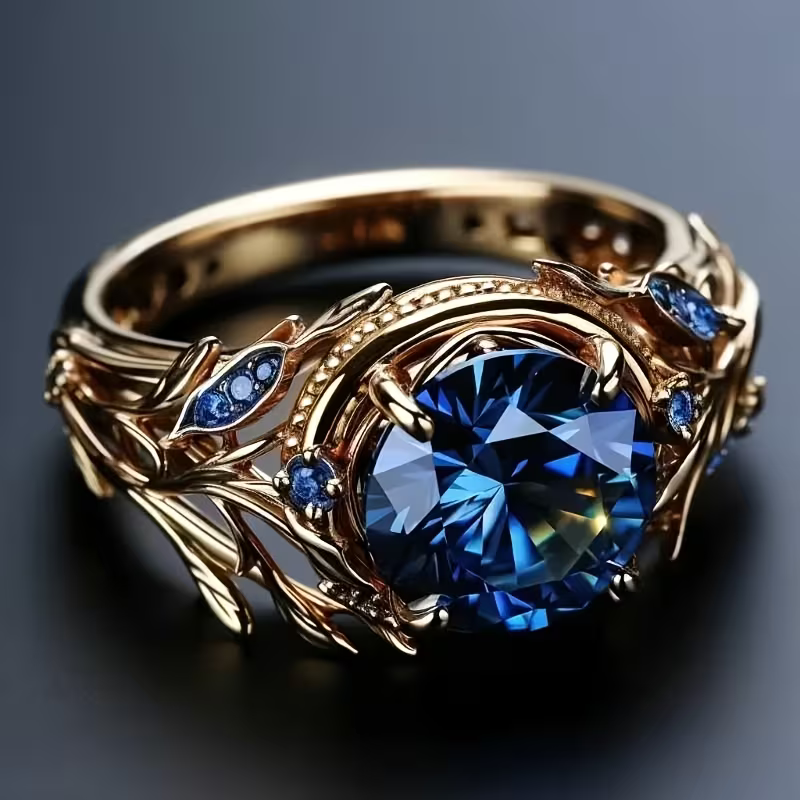 Sapphire-Look Flame Ring