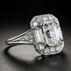 Vintage-Style Square Zirconia Silver-Tone Ring