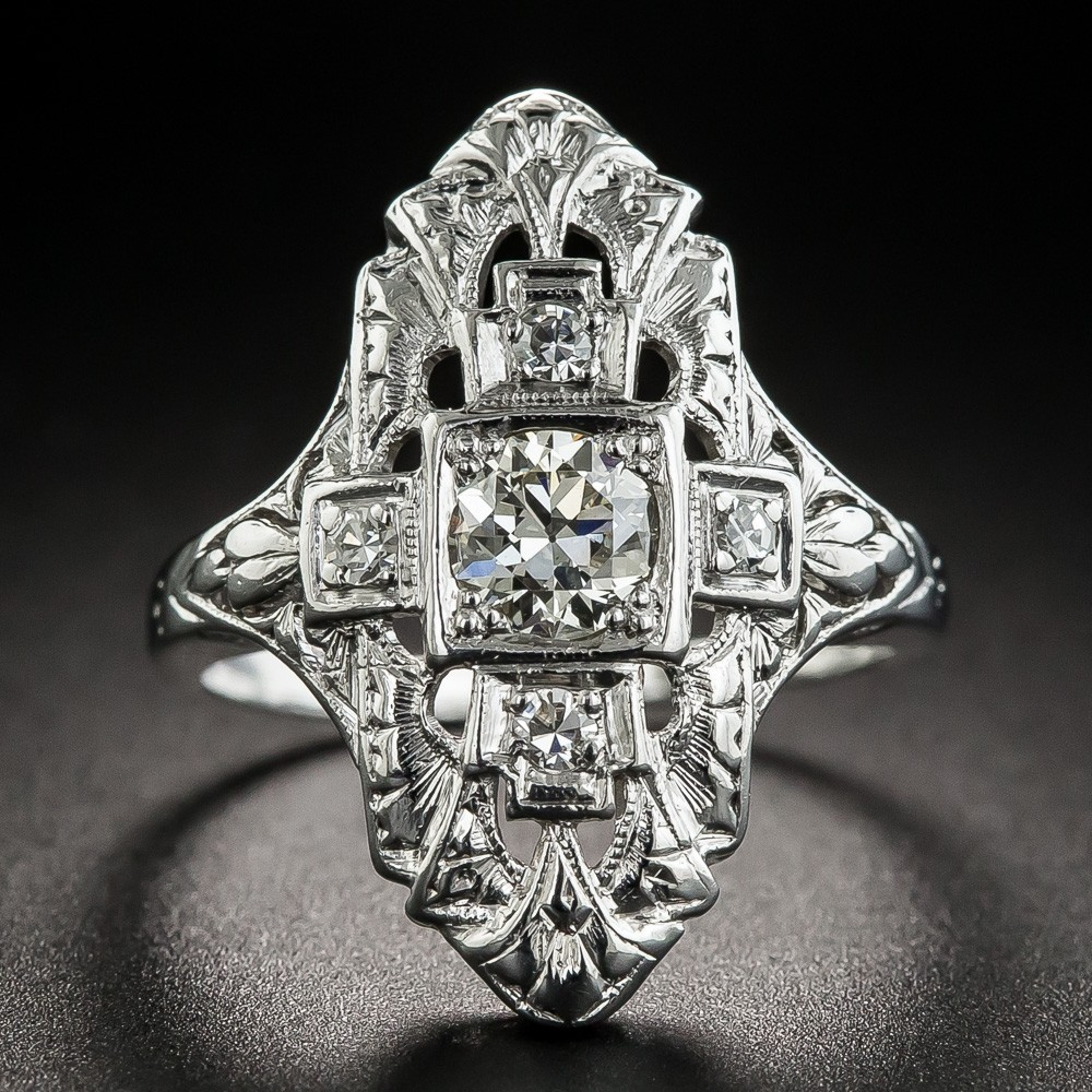 Vintage-Style Zirconia Silver-Tone Ring in Three Stone Colours