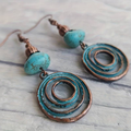 Vintage-Style Turquoise Spiral Earrings