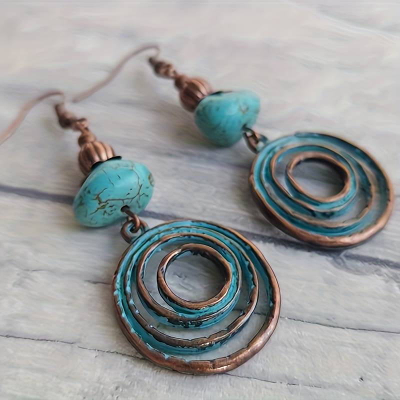 Vintage-Style Turquoise Spiral Earrings
