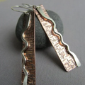 Vintage-Style Bronze and Silver-Tone Rectangular Earrings
