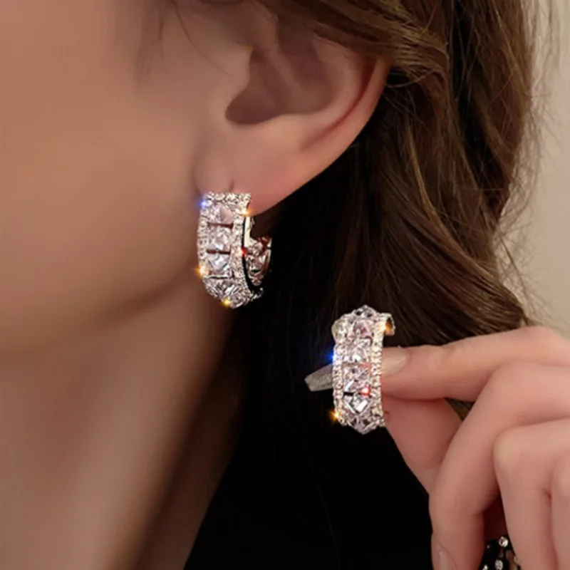 Double-Row Pavé Crystal Huggie Earrings