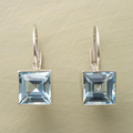 Vintage-Style Blue Cube Glass Earrings