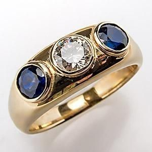 Vintage-Style Blue Inlaid Glass Zirconia Gold-Tone Ring