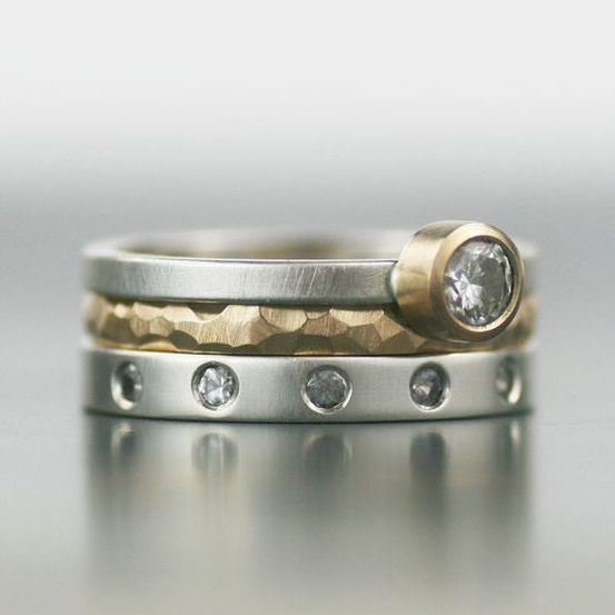 Vintage-Style Layered Two-Tone Zirconia Ring