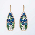Vintage-Style Blue Flower Drop Earrings