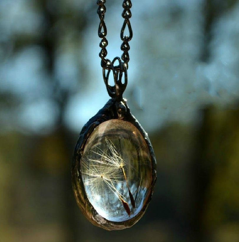 Vintage ketting met glas