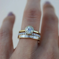 Solitaire Ring Set with Baguette Crystal Band