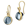 Vintage-Style Round Blue Glass Hook Earrings