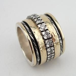 Vintage-Style Gold-Plated Zirconia Thick Ring
