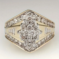 Silver-Tone Shield Ring with Crystal Pavé Panel