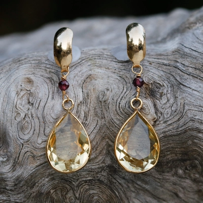Vintage-Style Glass Drop Gold-Tone Earrings