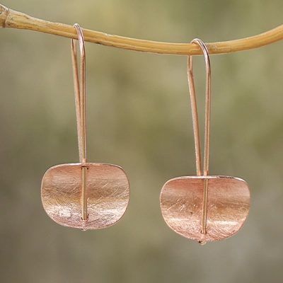 Vintage-Style Copper-Tone Half-Moon Drop Earrings
