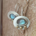 Vintage-Style Blue Moonstone-Look Rounded Earrings