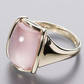 Vintage-Style Square Pink Gold-Tone Ring