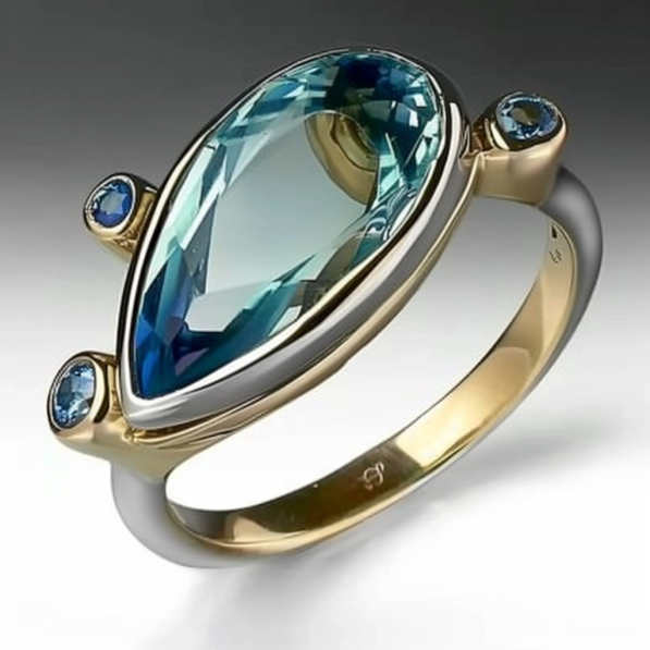 Vintage-Style Oval Blue Glass Ring