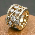 Vintage goudkleurige ring ingelegd met zirkonia