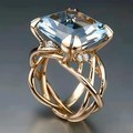 Vintage-Style Braided Gold-Tone Blue Glass Ring