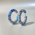 Vintage-Style Blue Silver-Tone Hoop Earrings