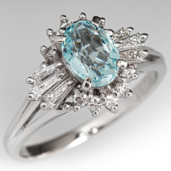 Vintage-Style Blue Crystal Silver-Plated Ring
