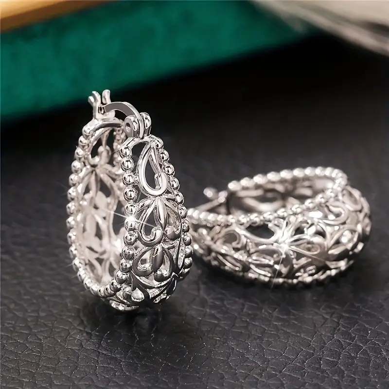 Vintage-Style Bright Silver-Tone Basket Earrings