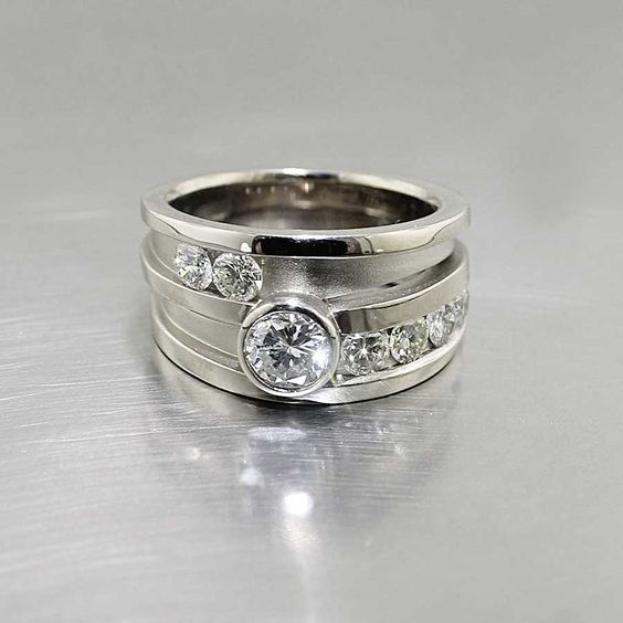 Vintage-Style Silver-Tone Zirconia Layering Ring