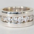 Vintage-Style Zirconia Belt Silver-Tone Ring