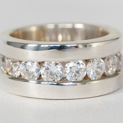 Vintage-Style Zirconia Belt Silver-Tone Ring