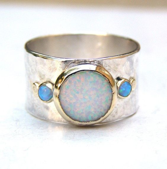 Vintage-Style Opal-Look Silver-Tone Ring