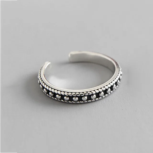 Vintage-Style Silver-Tone Bead Ring