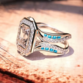 Vintage-Style Blue Inlaid Opal-Look Zirconia Ring