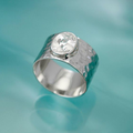 Vintage-Style White Zirconia Silver-Tone Ring