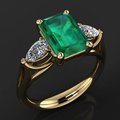 Guldfarvet ring i vintagestil med grøn krystal