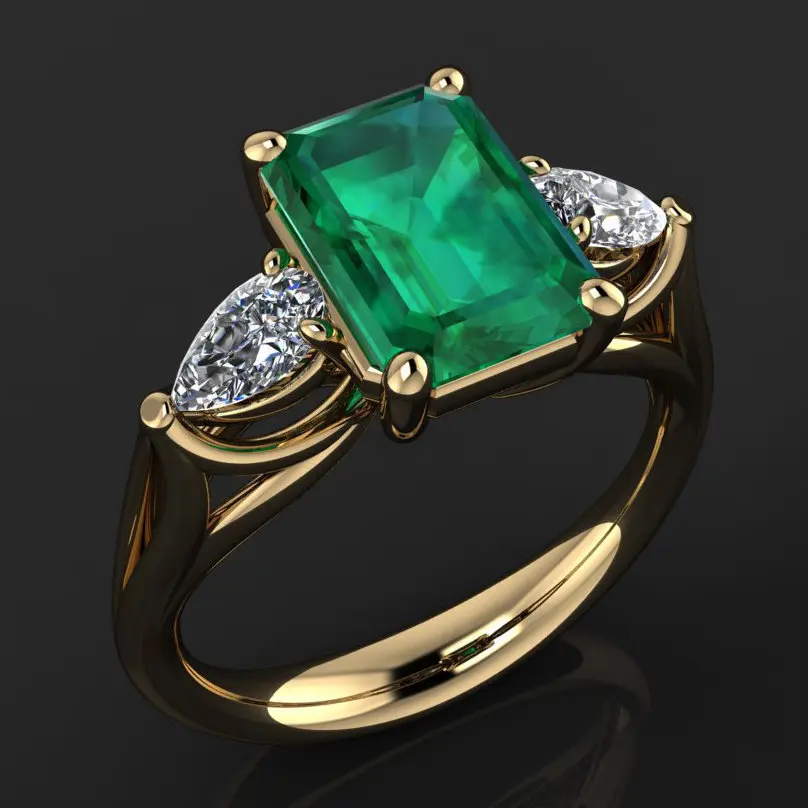 Vintage-Style Gold-Tone Green Crystal Ring
