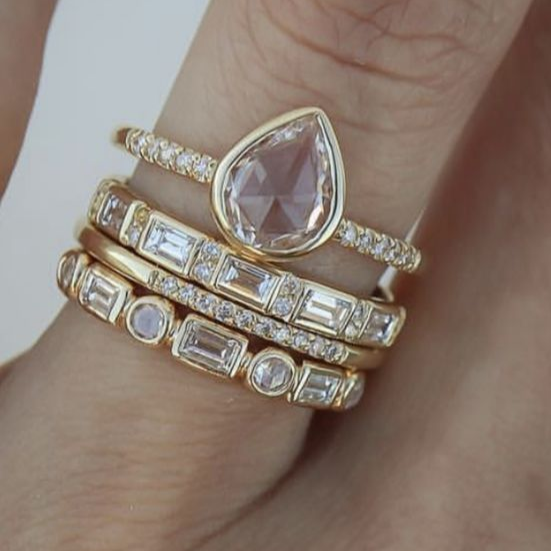 Vintage-Style Oval Glass Ring Set