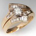 Vintage goudkleurige ring met diamantlook-steen