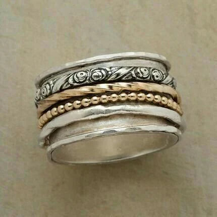 Vintage-Style Two-Tone Bead Ring