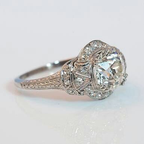 Vintage-Style Silver-Tone White Crystal Ring